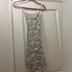 Open back smiley face pattern woven dress